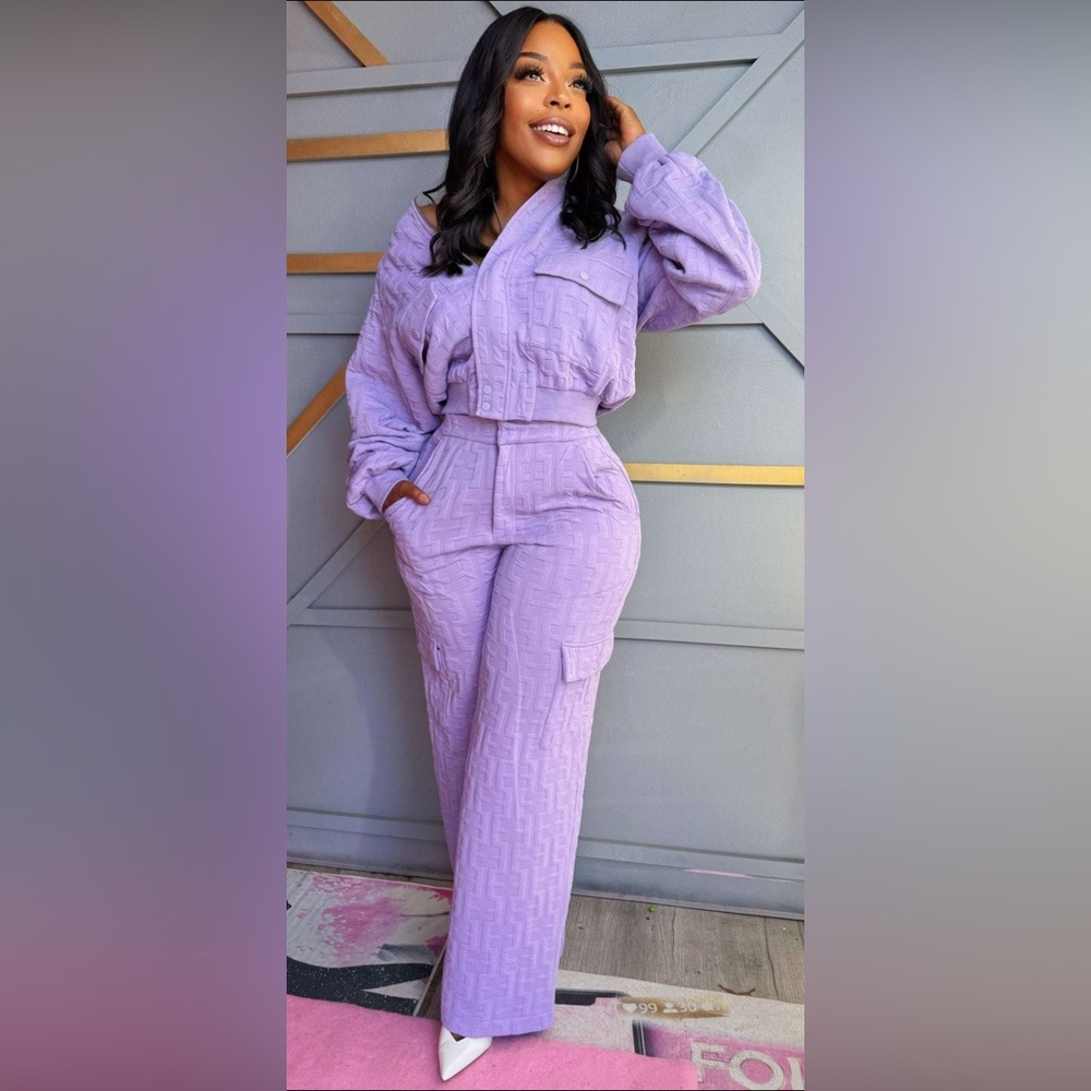 Mulla Lavender Textured Women's two piece set- Medium